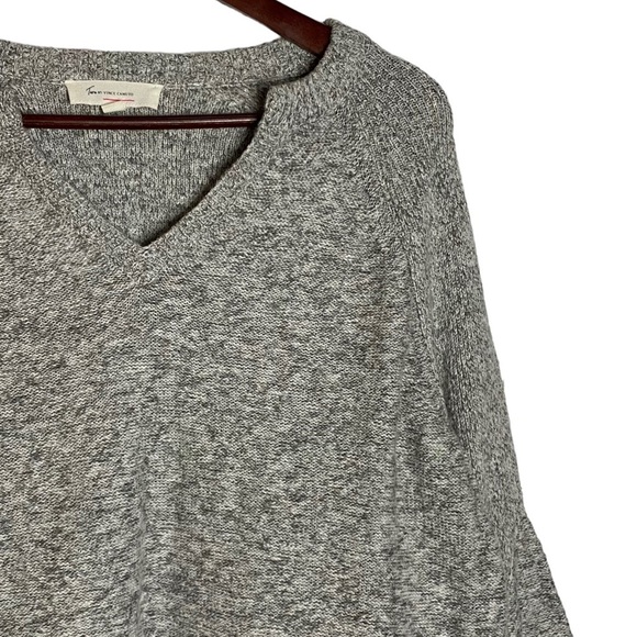 Two by Vince Camuto V Neck Long Raglan Bell Sleeve Knit Sweater Heather Gray XL - Picture 7 of 16